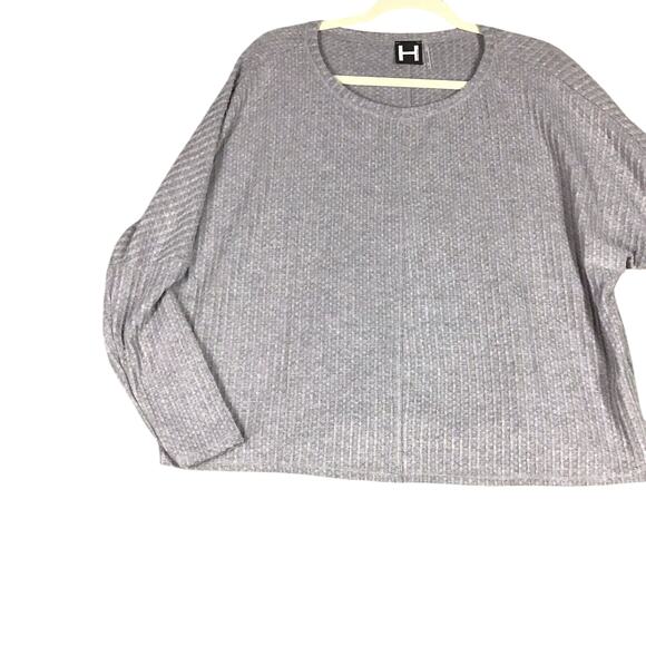 H by Bordeaux Women’s XS Gray Oversized Dolman Waffle Knit Thermal Pullover Top - Picture 9 of 12